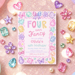 Convites Quatro Sempre Fantasioso Aniversário de 4 anos com