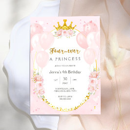 Convites Quatro Sempre Uma Princesa Tema Menina 4º Aniversá