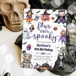 Convites Quatro vezes Spooky Halloween Fantasma 4º aniversá