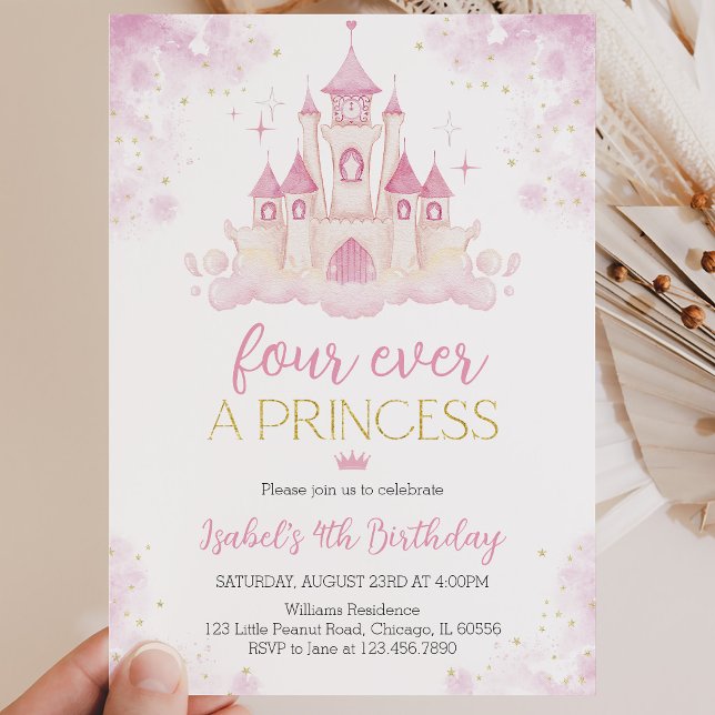 Convites Quatro vezes uma Princesa 4º Aniversário (Criador carregado)