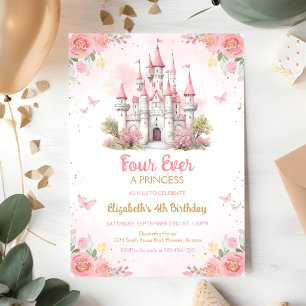 Convites Quatro Vezes Uma Princesa Castelo 4º Aniversário