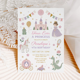 Convites Quatro Vezes uma Princesa: Conto de Fadas Real par