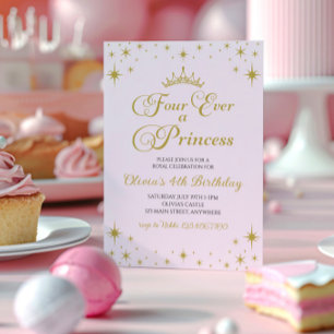 Convites Quatro vezes uma princesa Real 4º aniversário