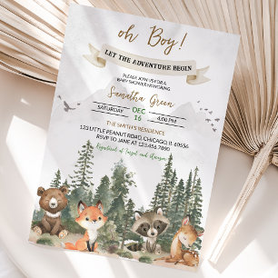 Convites Que a Aventura Comece Chá de Bebê Floresta