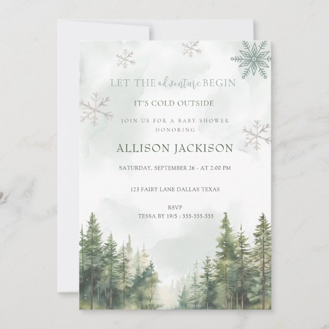 Convites Que A Aventura Comece O Chá de fraldas Da Floresta (Frente)