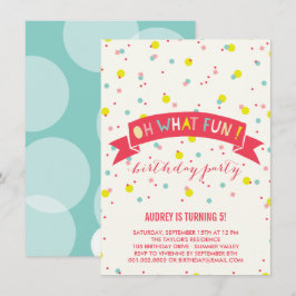 Convites Que Aniversário de criança de Confetti Divertido C