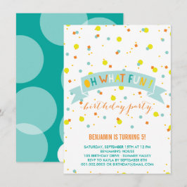 Convites Que Aniversário de criança de Confetti Divertido C