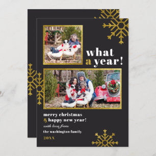Convites Que Ano!   Foto de Natal Moderno Preto e Dourado