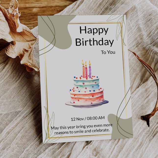 Convites Que as velas do seu bolo brilhem forte (May the candles on your cake shine bright invitation)