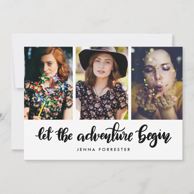 Convites Que Comece A Aventura | Foto do Formando (Frente)