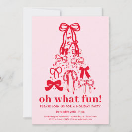Convites Que Diversão Festa de Fim de Ano Rosa Vermelho Mod