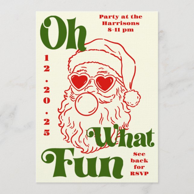 Convites Que Diversão Festa de Natal de Bubblegum Santa (Frente)