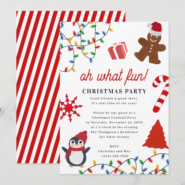 Convites Que Diversão! Festa Infantil de Natal (Frente/Verso)