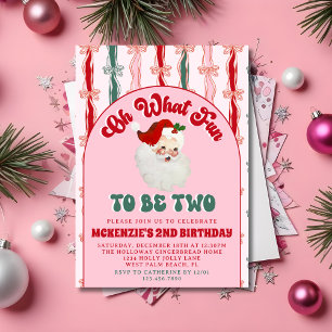 Convites Que Diversão Natal Rosa Papai Noel 2º Aniversário