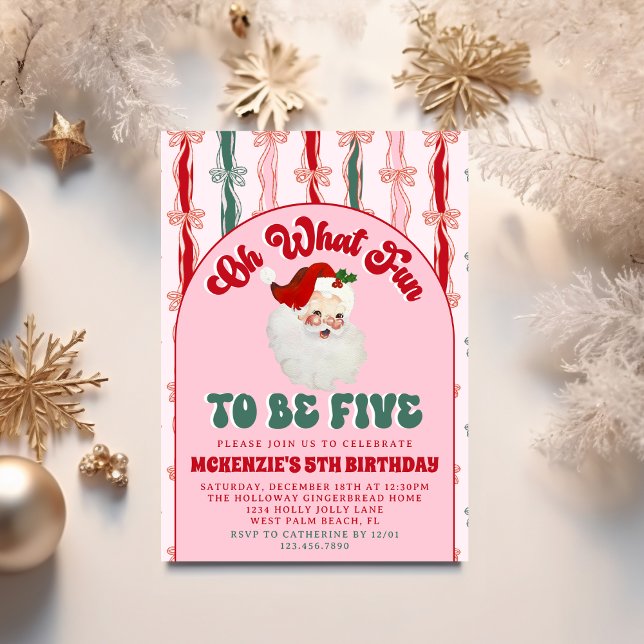 Convites Que Diversão Natal Rosa Papai Noel Aniversário de  (Criador carregado)