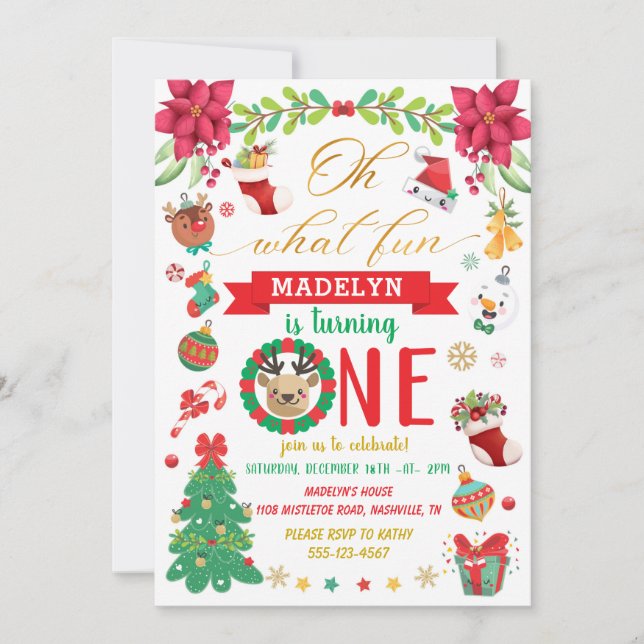 Convites Que Divertido Ser Um Aniversário De Natal (Frente)