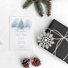 Convites Que Festa de aniversário de inverno verde e neve d