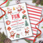 Convites Que Festa de aniversário de Natal divertida Santas<br><div class="desc">Convites de aniversário de Natal modernos e bonitos "Oh, que divertido". Apresenta a aquarela Santas, doces feios, presentes, doces e árvores de natal. Perfeito para uma festa de Natal de qualquer ocasião de inverno. Excelente para um menino ou menina! Para fazer mais mudanças, vá para Personalizar este modelo. Na parte...</div>