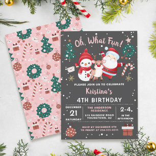 Convites Que Festa de aniversário de Natal Preto Rosa Dive