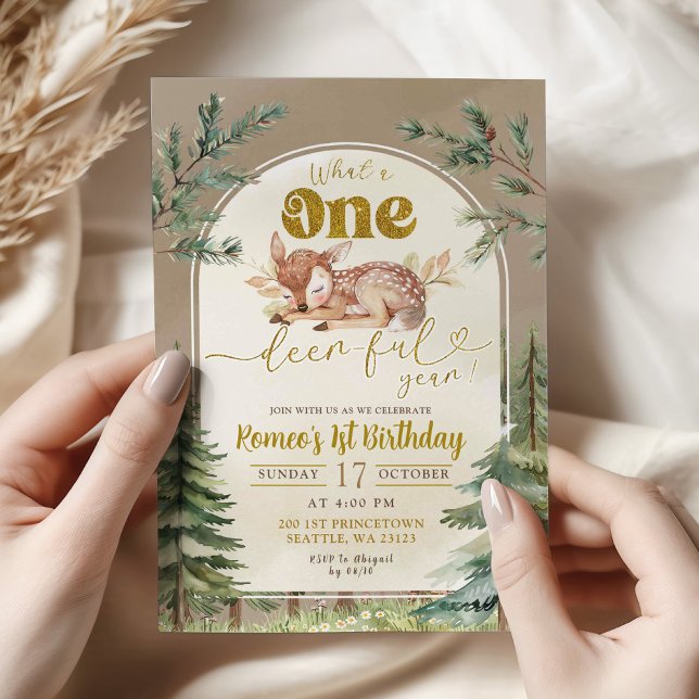 Convites Que Floresta Onedeerful Boho 1º Aniversário Menino (Criador carregado)
