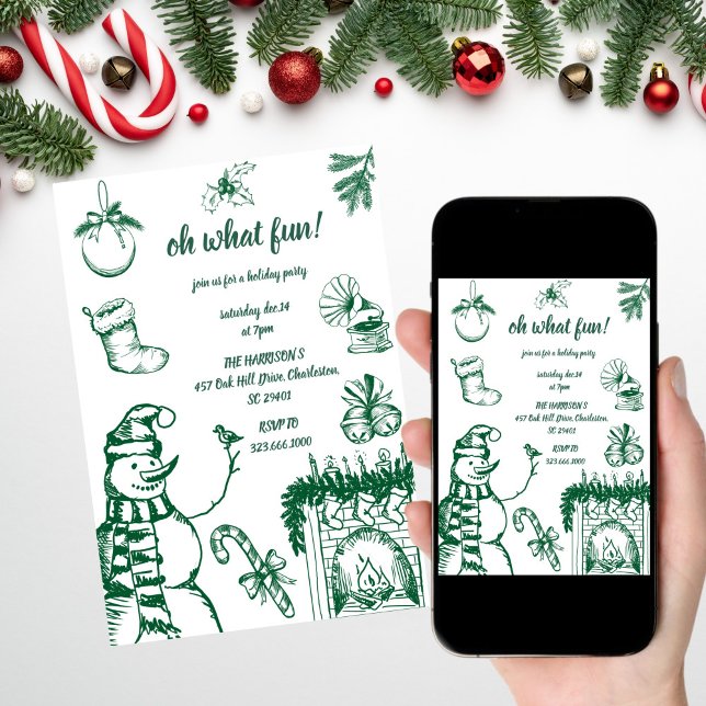 Convites Que Natal Divertido, Natal Desenho De Mão (Criador carregado)