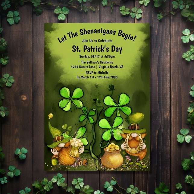 Convites Que os Shenanigans comecem a Rua. (Front - Let the Shenanigans Begin St. Patrick's Day Party Invitation)