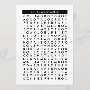 Convites quebra-cabeça da busca da palavra do café