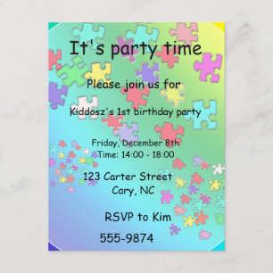 Convites quebra-cabeça multicoloridos