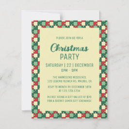 Convites Quebra-cabeça Verde Vermelho Natal Piece Geométric