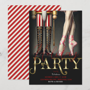 Convites Quebra-Nozes e Bailarina Festa de Natal Preto Dour