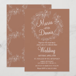 Convites Quebra Simples de Terracotta Greenery Line Wreath