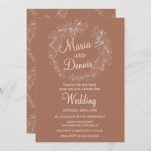 Convites Quebra Simples de Terracotta Greenery Line Wreath