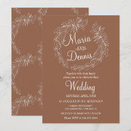 Convites Quebra Simples de Terracotta Greenery Line Wreath