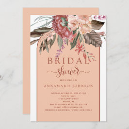 Convites Queda Aquarela Florais Rust Terracotta Peach