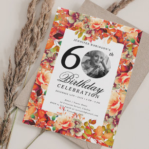 Convites Queda Autumn Floral Garden Foto 60º Aniversário