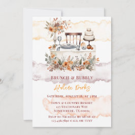 Convites Queda Burgundy Laranja Mesa Floral Brunand Bubble