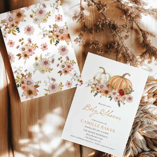 Convites Queda Chamada de Chá de fraldas Floral Pumpkin