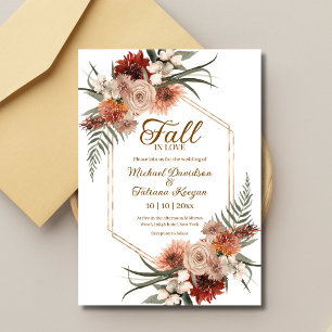 Convites queda de amor flores de aquarela outono casamento