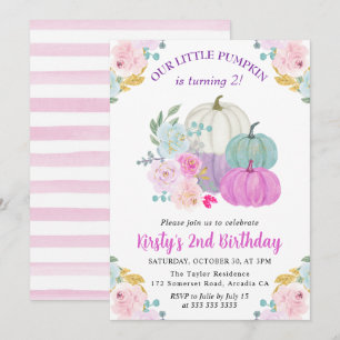 Convites Queda de Aquarela Pastel Cor Pumpkins Aniversário
