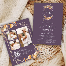 Convites Queda de Flor Selvagem Código QR Dusty Chá de pane