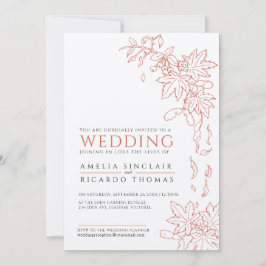 Convites Queda de folhas desenho de casamento laranja queim