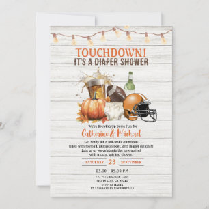 Convites Queda de touchdown é uma fralda Chá de fraldas Cer