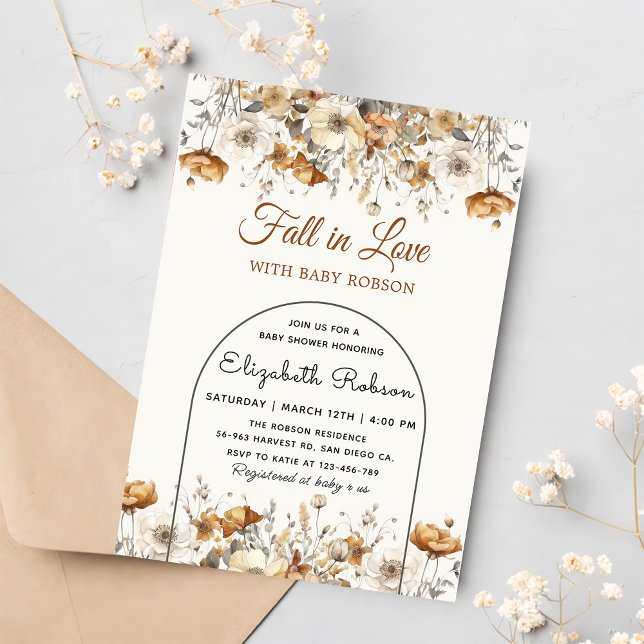 Convites Queda do Chá de fraldas de outono de Wurdflower te (Criador carregado)