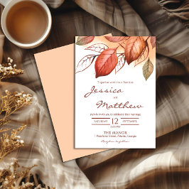 Convites Queda do outono elegante Terracotta Floral