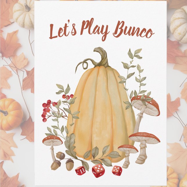 Convites Queda do outono Floral (Autumn, Fall, Thanksgiving Bunco Party Invitation, )