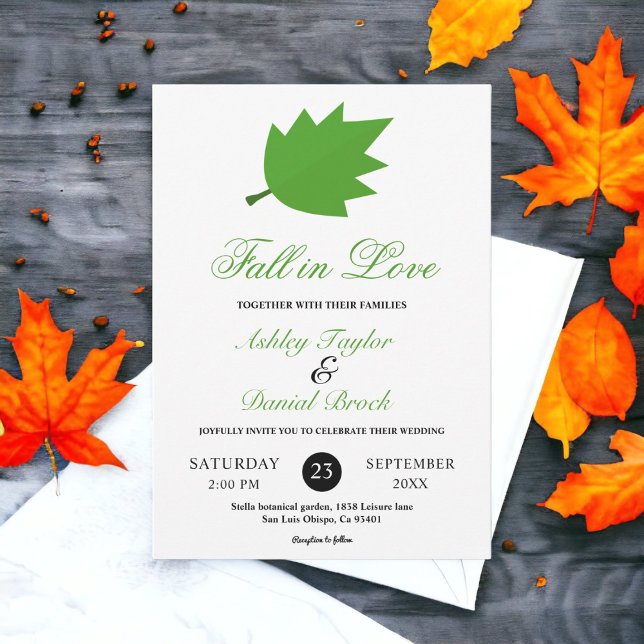 Convites Queda Elegante no amor O outono deixa Casamento ou (Criador carregado)