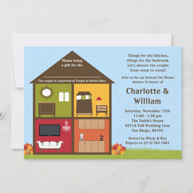 Convites Queda em torno do chá de panela do chá da casa (Frente)