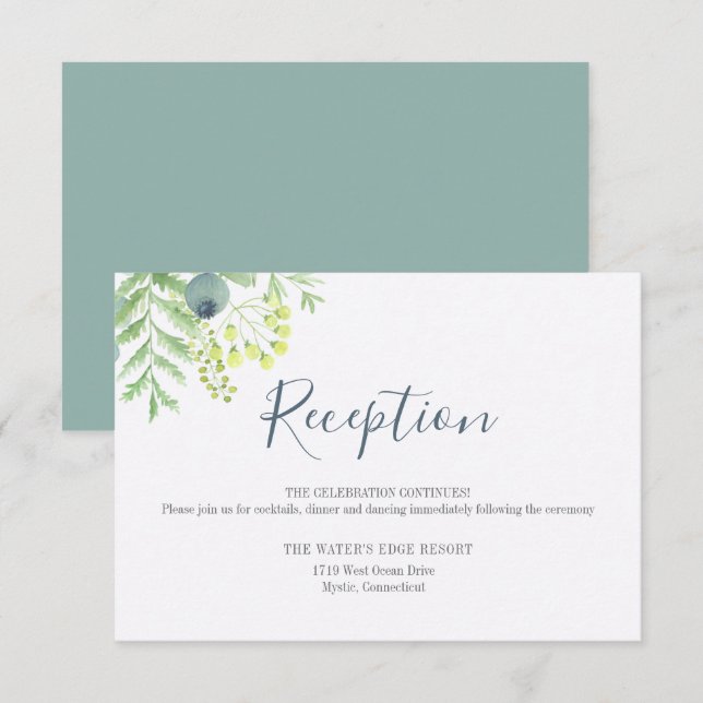 Convites Queda Eucalyptus Berry Recepção de casamento Flora (Frente/Verso)