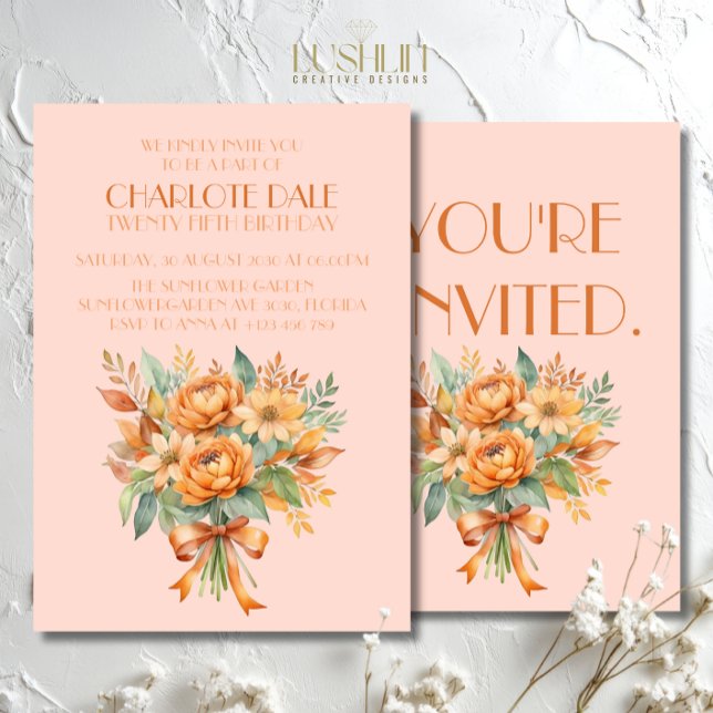 Convites queda/Festa de aniversário floral de outono (Criador carregado)