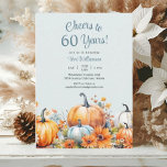 Convites Queda Floral 60º Aniversário Cheers para 60 anos<br><div class="desc">Queda Autumn Pumpkin 60º Aniversário Alegra a 60 Anos de Convite Esta elegante queda 60º convite de aniversário surpresa é perfeita para o seu evento especial!</div>